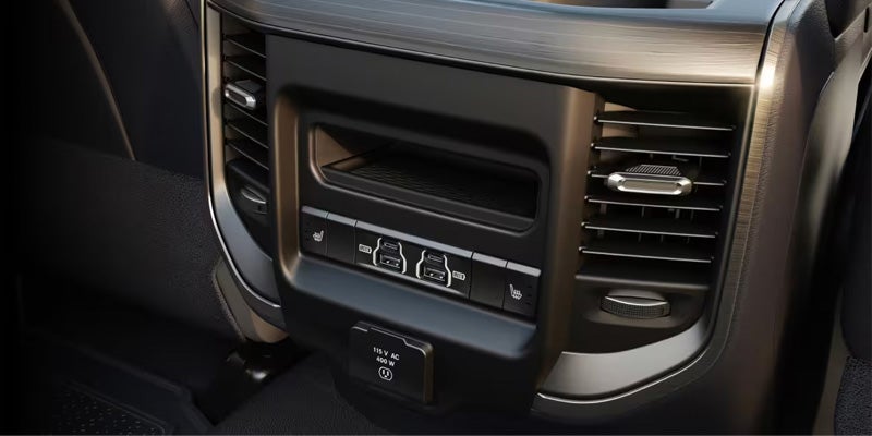RAM 3500 rear seat air vents and usb ports